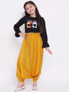 Girl's Temporal Printed Top With Dhoti Pant Yellow