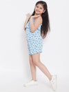 Girl's Temporal Printed Top with Shorts Blue