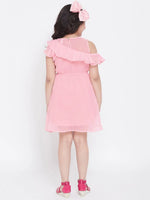 Girl's Slew Solid Dress Pink