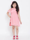 Girl's Slew Solid Dress Pink