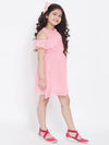 Girl's Slew Solid Dress Pink