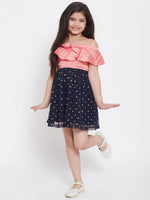 Girl's Royal Printed Dress Peach