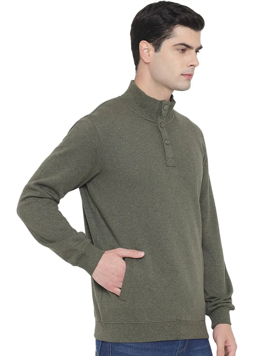 Trufit Men's Olive Que Full Sleeves Sweatshirt