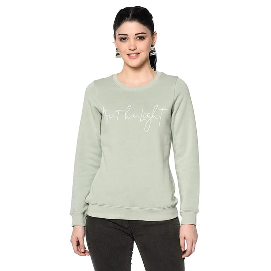 Trufit Green Solid Women's Full Sleeve Sweatshirt