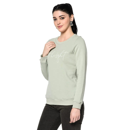 Trufit Green Solid Women's Full Sleeve Sweatshirt