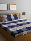 Home Sizzler Ergo Soft 144TC Microfibre Blue Double Bedsheet With 2 King Size Pillow Covers