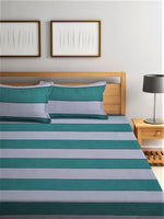 Home Sizzler Secret Home 144TC Microfibre Green Double Bedsheet With 2 King Size Pillow Covers