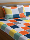 Home Sizzler Oldenna 144TC Microfibre Multicolor Double Bedsheet With 2 King Size Pillow Covers