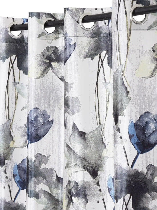 Home Sizzler 2 Piece Abstract Flower Sky Polyester Curtain Set