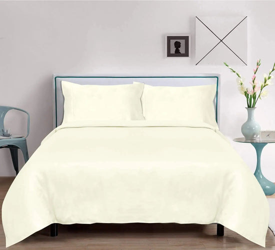 100% Tencel Lyocell Core Flat Duvet Set - Ivory - King