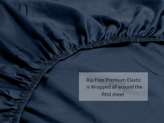 100% Tencel Lyocell Bed Sheets Set - Navy Blue - Twin Xl