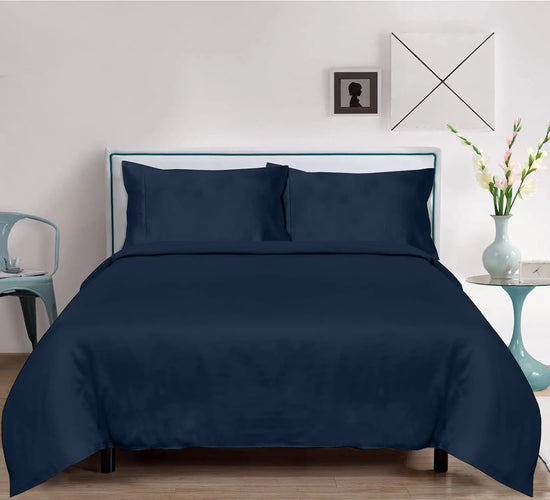 100% Tencel Lyocell Bed Sheets Set - Navy Blue - Full