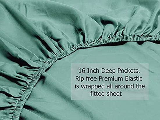 100% Tencel Lyocell Bed Sheets Set - Aqua - Queen