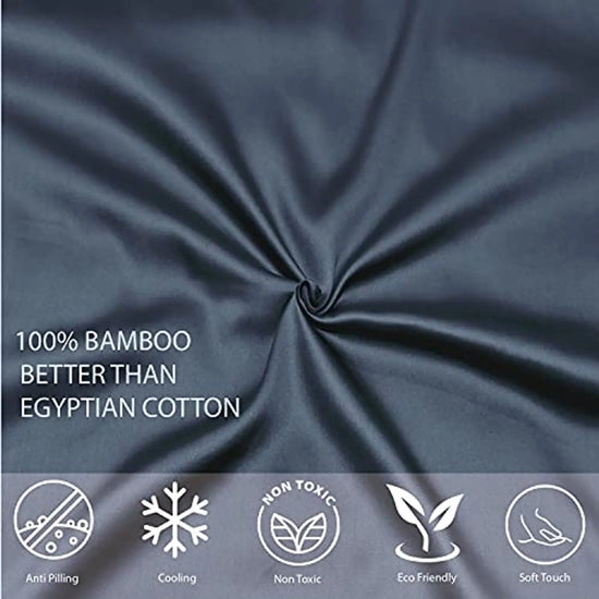 Organic Bamboo Core Flat Duvet Set - Navy Blue - King