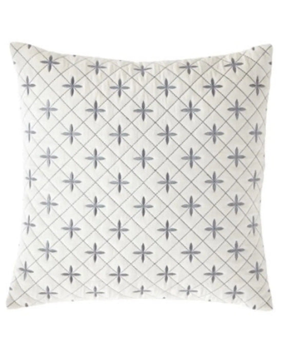 Quilted Cushion with Embroidery - Size: - 40x40 cm