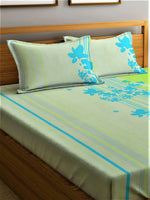 Home Sizzler Oldenna 144TC Microfibre Neon Green Double Bedsheet With 2 King Size Pillow Covers