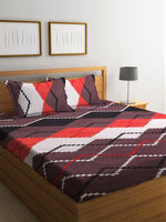 Home Sizzler Home Sweet 144TC Microfibre Maroon Double Bedsheet With 2 King Size Pillow Covers