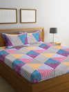 Home Sizzler Style 144TC Microfibre Multicolor Double Bedsheet With 2 King Size Pillow Covers