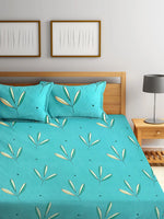 Home Sizzler Ergo Soft 144TC Microfibre Turquoise Green Double Bedsheet With 2 King Size Pillow Covers