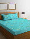 Home Sizzler Ergo Soft 144TC Microfibre Turquoise Green Double Bedsheet With 2 King Size Pillow Covers