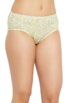 Mid Waist Floral Print Hipster Panty in Off White with Inner Elastic - Cotton