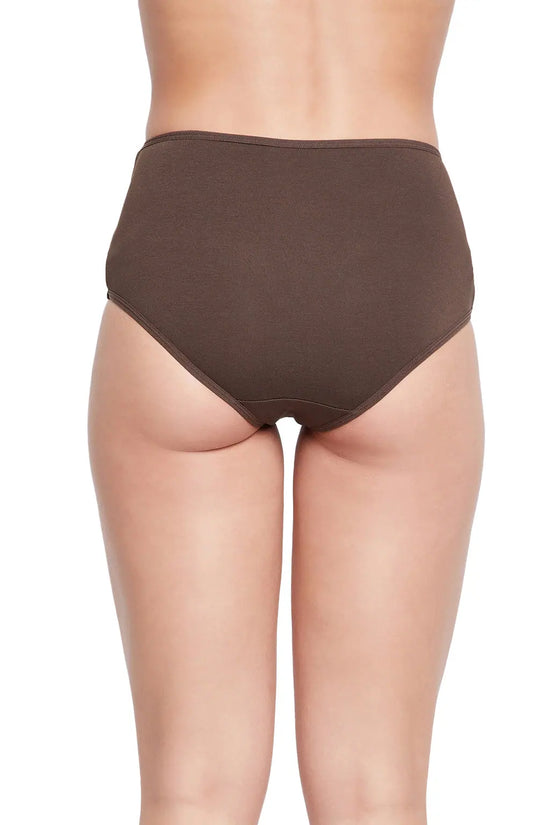 High Waist Hipster Panty with Lace Inserts in Coffee Brown - Cotton