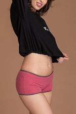 Mid Waist Boyshorts in Pink - Cotton