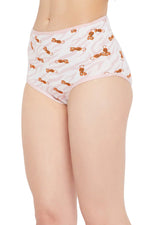 High Waist Tiger Print Hipster Panty in White - Cotton-PN3170H22-XXL