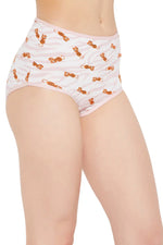 High Waist Tiger Print Hipster Panty in White - Cotton-PN3170H22-XXL