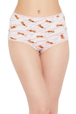 High Waist Tiger Print Hipster Panty in White - Cotton-PN3170H22-XXL