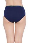 Cotton High Waist Hipster Panty with Printed Waistband In Blue