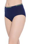 Cotton High Waist Hipster Panty with Printed Waistband In Blue