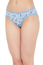 Low Waist Giraffe Print Bikini Panty in Sky Blue - Cotton