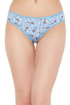 Low Waist Giraffe Print Bikini Panty in Sky Blue - Cotton