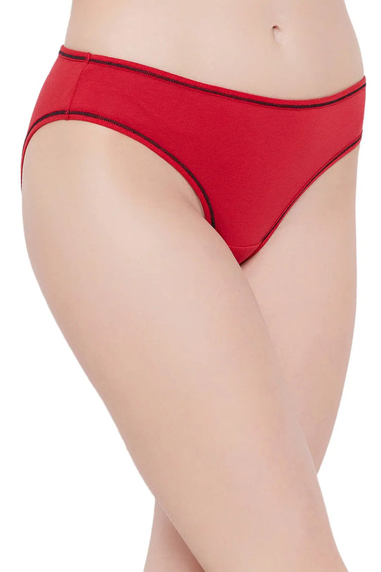 Cotton Low Waist Bikini Panty In Red