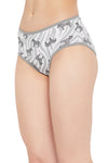 Mid Waist Zebra Print Hipster Panty in Grey - Cotton