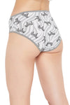 Mid Waist Zebra Print Hipster Panty in Grey - Cotton