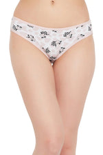 Low Waist Cow Print Bikini Panty in White - Cotton