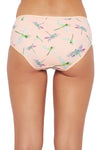 Mid Waist DragonFly Print Hipster Panty in Soft Pink - Cotton