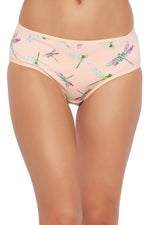 Mid Waist DragonFly Print Hipster Panty in Soft Pink - Cotton