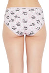 Mid Waist Cow Print Hipster Panty in White - Cotton