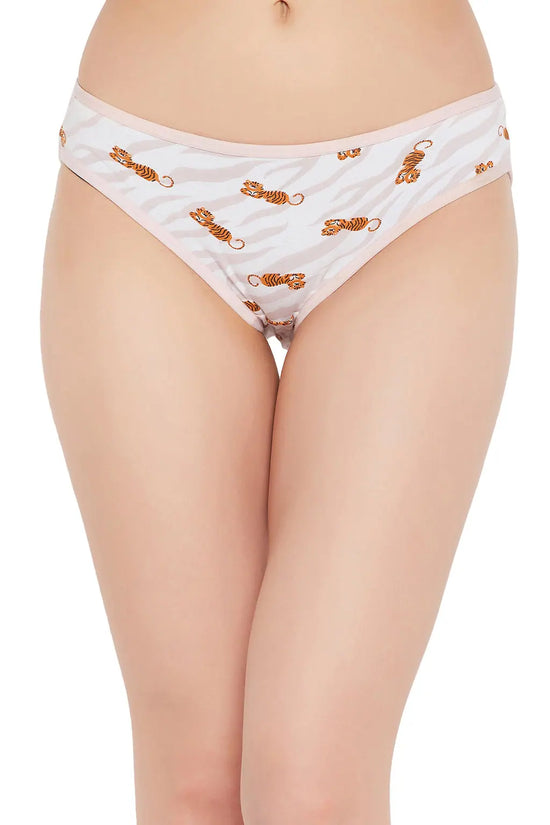 Low Waist Animal Print Bikini Panty in White - Cotton-PN3380J22-XXL