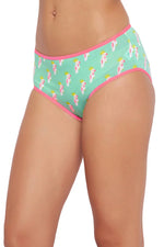 Mid Waist Bird Print Hipster Panty in Seafoam Green - Cotton