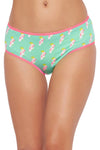 Mid Waist Bird Print Hipster Panty in Seafoam Green - Cotton