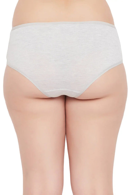 Mid Waist Hipster Panty in Grey Melange - Cotton