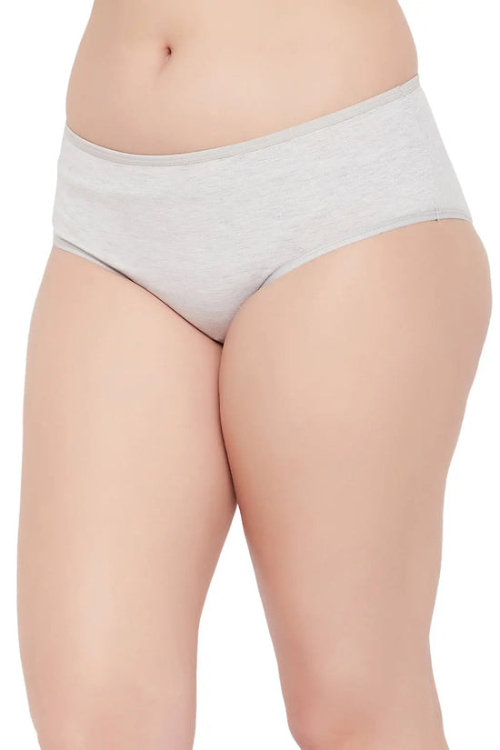 Mid Waist Hipster Panty in Grey Melange - Cotton