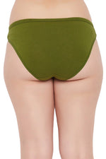 Low Waist Bikini Panty in Olive Green - Cotton