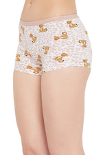 Mid Waist Leopard Print Boyshorts in White - Cotton