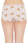 Mid Waist Leopard Print Boyshorts in White - Cotton