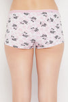 Mid Waist Cow Print Boyshorts in White - Cotton